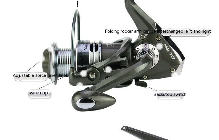 12-axis Metal Toe Cap Fishing Reel Reel For Telescopic Fishing Rod Thrown Pole Wheel