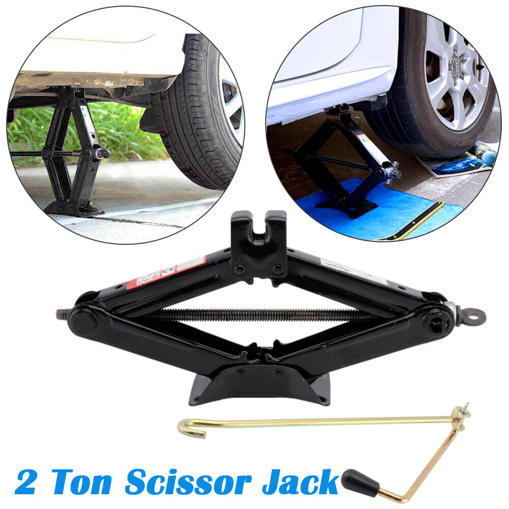 2 Ton Scissor Jack Lift Wind Up Tools For Car Van Garage  Wrench Speed Handle