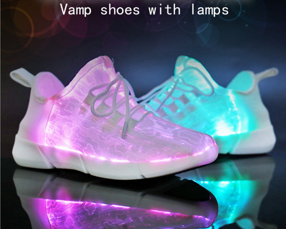 Fiber Optic LED Shoes USB Recharge Glowing Sneakers Man Llight Up Shoes