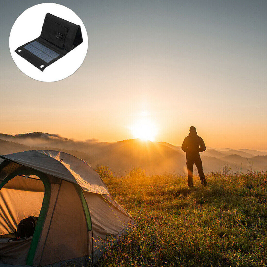 20W Foldable Solar Panel Solar Panel Power Bank Mobile Phone USB Charger Camping Hiking