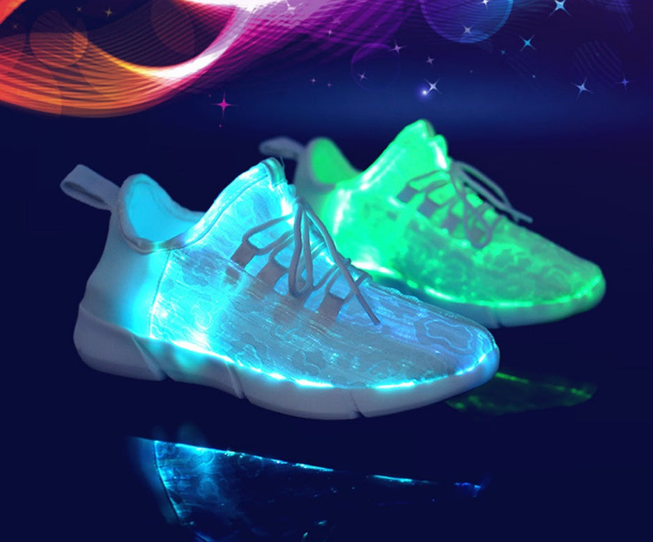 Fiber Optic LED Shoes USB Recharge Glowing Sneakers Man Llight Up Shoes