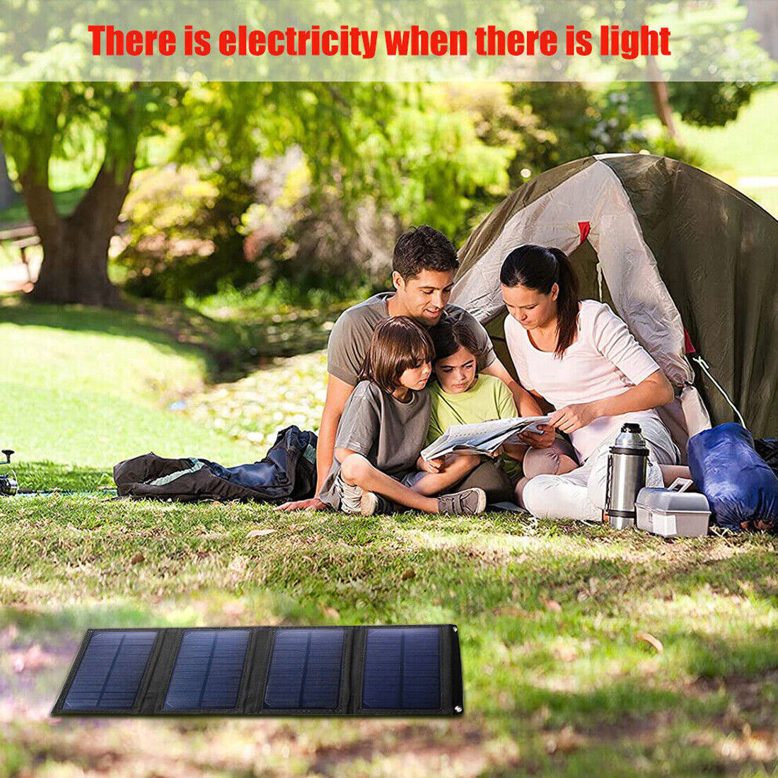 20W Foldable Solar Panel Solar Panel Power Bank Mobile Phone USB Charger Camping Hiking