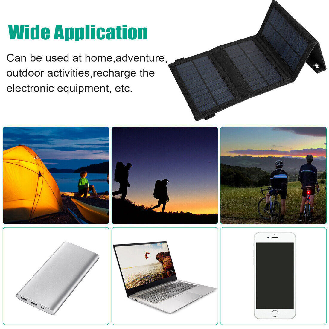 20W Foldable Solar Panel Solar Panel Power Bank Mobile Phone USB Charger Camping Hiking