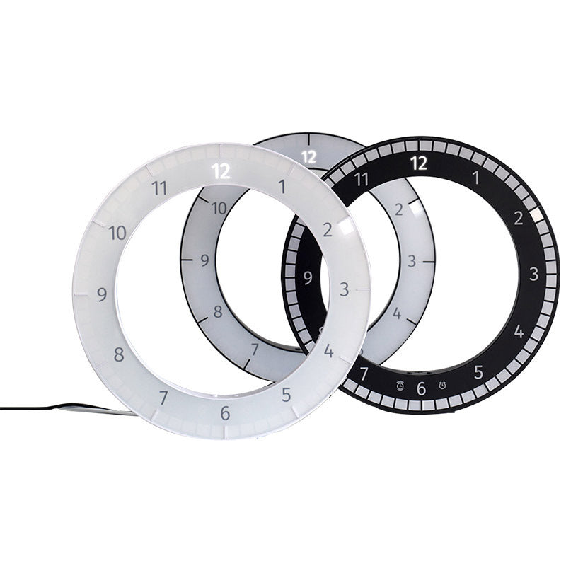 LED Digital Wall Clock Dual-Use Dimming Digital Circular Photoreceptive Clocks