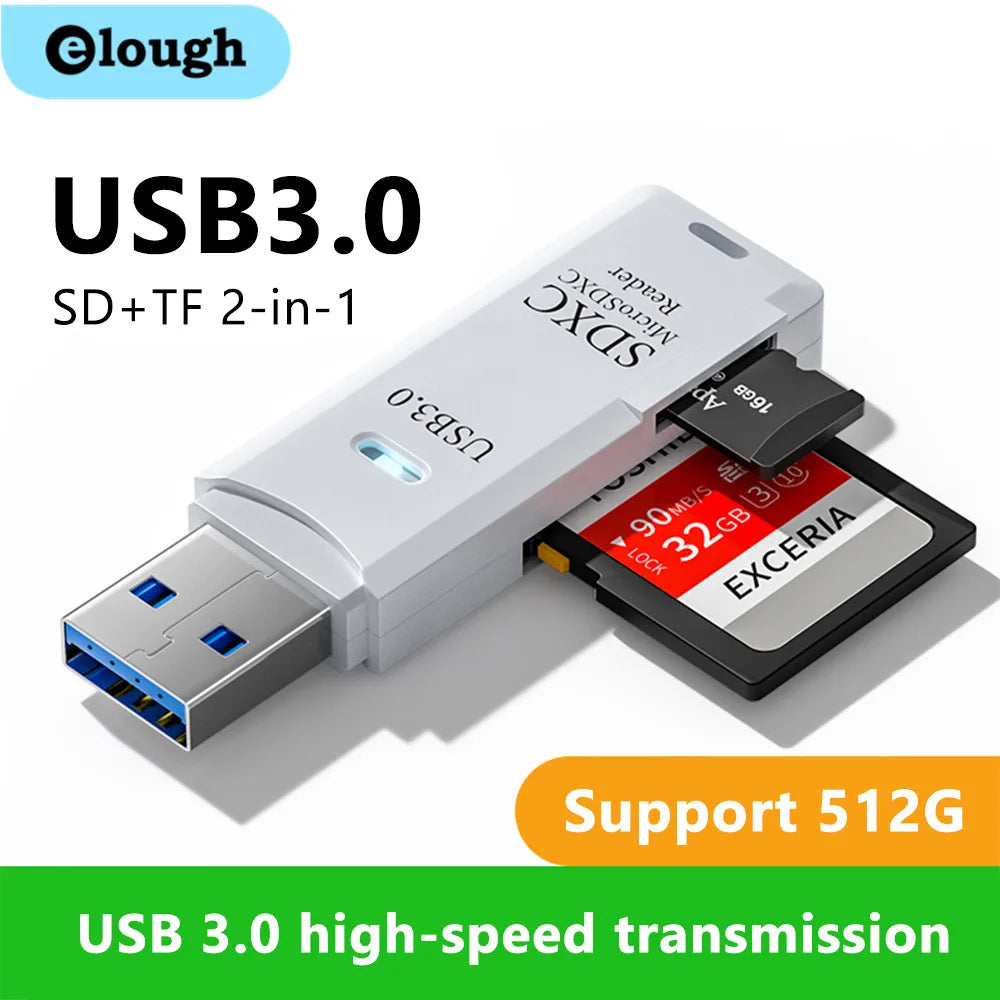 2 in 1 USB 3.0 Card Reader Micro sd card Reader usb adapter.