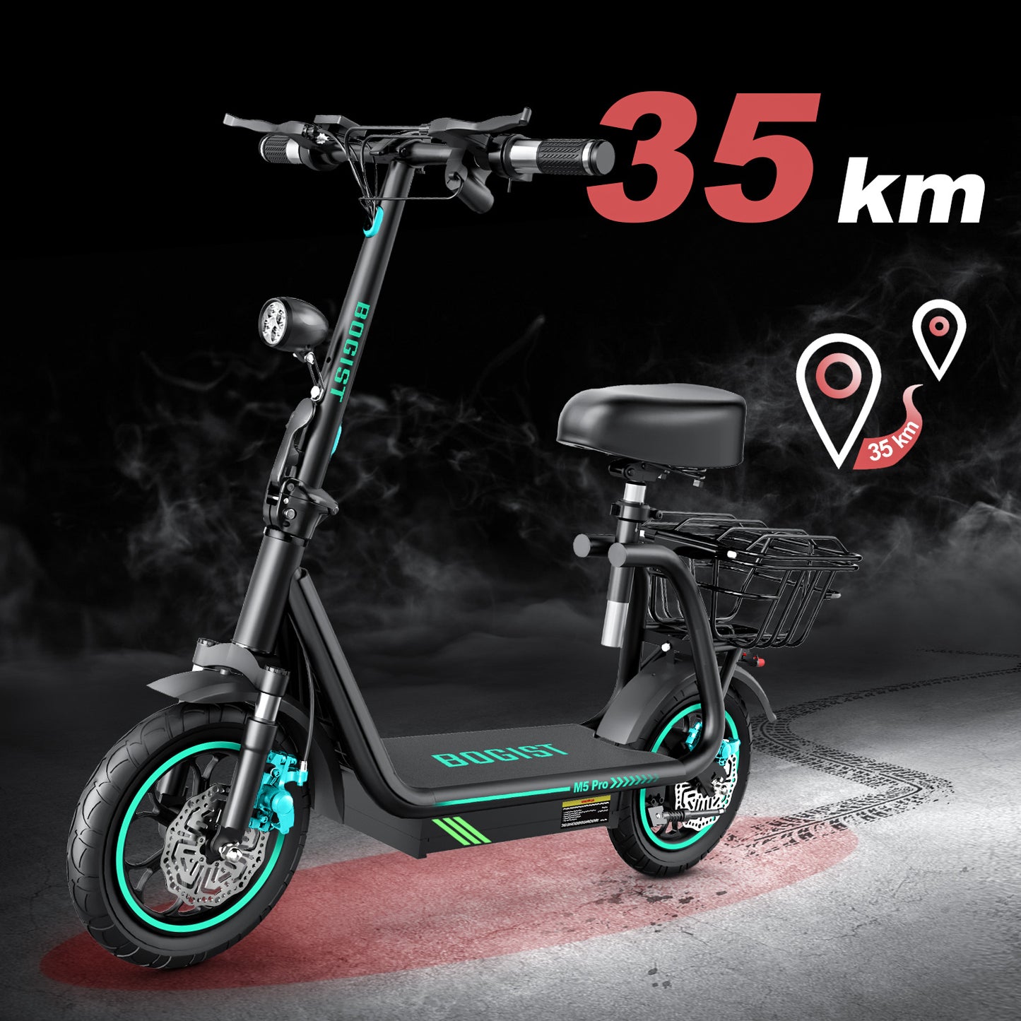 Electric Scooter Motor Power 500W Battery Capacity 48V 15Ah Maximum Speed 35-45 Km-h Road Endurance 35-40 Km Tire Size 12 Inches